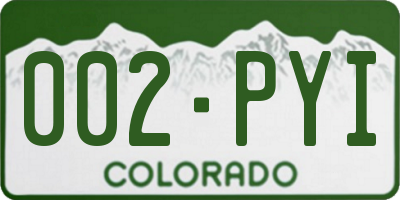 CO license plate 002PYI