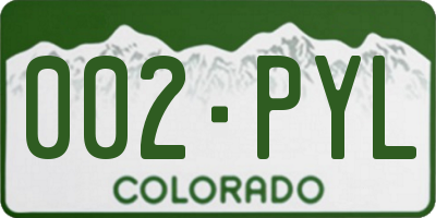 CO license plate 002PYL