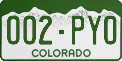 CO license plate 002PYO