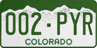 CO license plate 002PYR