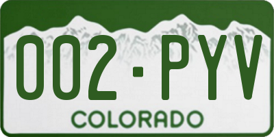 CO license plate 002PYV