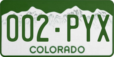 CO license plate 002PYX