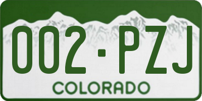 CO license plate 002PZJ