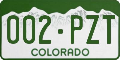 CO license plate 002PZT