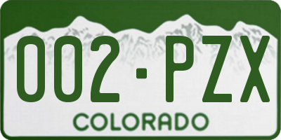 CO license plate 002PZX