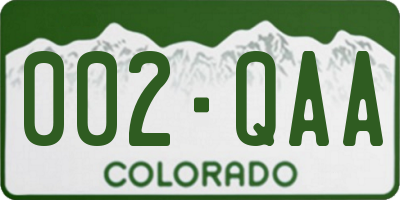 CO license plate 002QAA