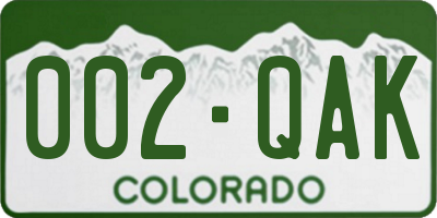 CO license plate 002QAK