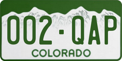 CO license plate 002QAP