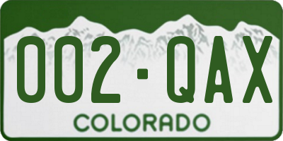 CO license plate 002QAX