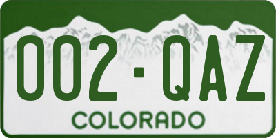 CO license plate 002QAZ