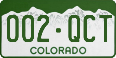 CO license plate 002QCT