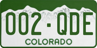 CO license plate 002QDE