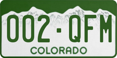 CO license plate 002QFM