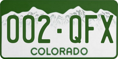 CO license plate 002QFX