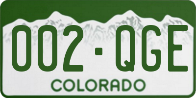 CO license plate 002QGE