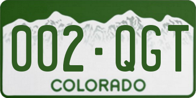 CO license plate 002QGT