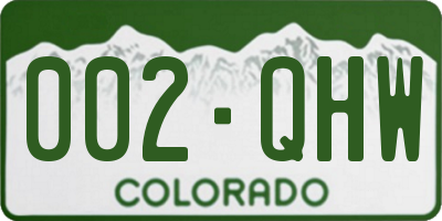CO license plate 002QHW