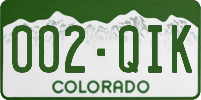 CO license plate 002QIK