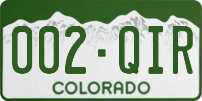 CO license plate 002QIR