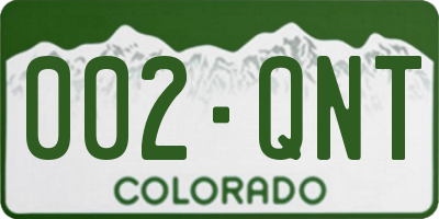 CO license plate 002QNT