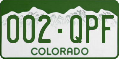 CO license plate 002QPF