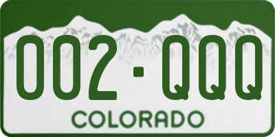 CO license plate 002QQQ