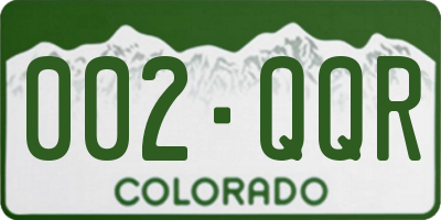 CO license plate 002QQR