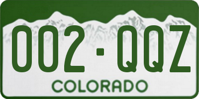 CO license plate 002QQZ