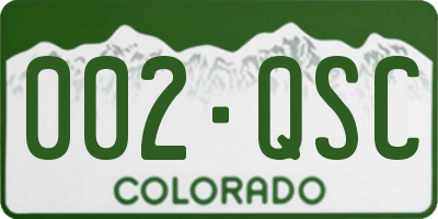 CO license plate 002QSC