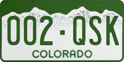 CO license plate 002QSK