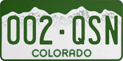 CO license plate 002QSN