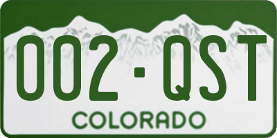 CO license plate 002QST