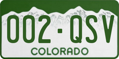CO license plate 002QSV