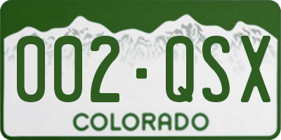 CO license plate 002QSX