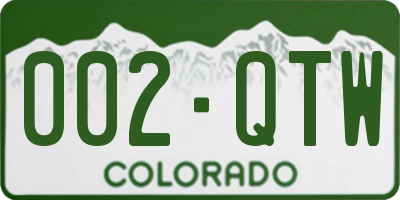 CO license plate 002QTW