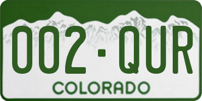 CO license plate 002QUR