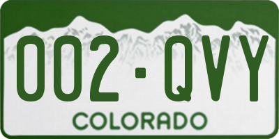 CO license plate 002QVY