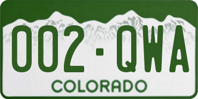 CO license plate 002QWA