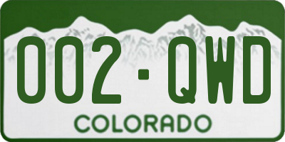 CO license plate 002QWD
