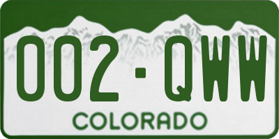 CO license plate 002QWW