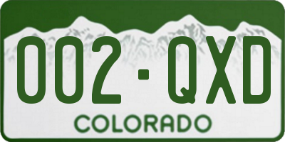 CO license plate 002QXD