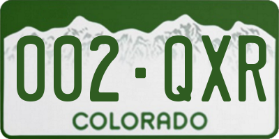 CO license plate 002QXR