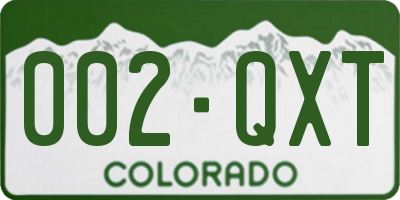 CO license plate 002QXT