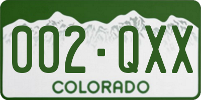 CO license plate 002QXX