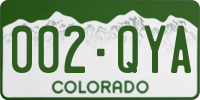 CO license plate 002QYA