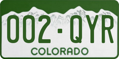 CO license plate 002QYR