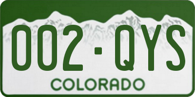 CO license plate 002QYS