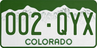 CO license plate 002QYX