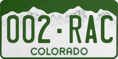 CO license plate 002RAC