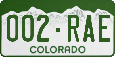 CO license plate 002RAE